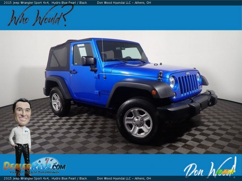 2015 Jeep Wrangler Sport 4x4 Hydro Blue Pearl / Black Photo #1