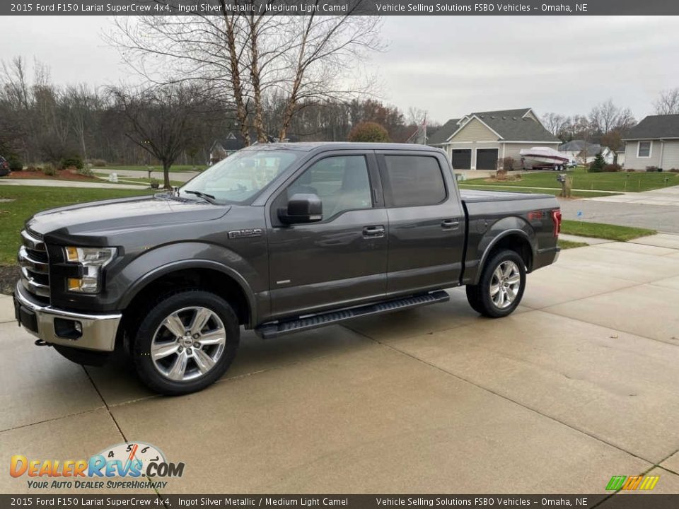 2015 Ford F150 Lariat SuperCrew 4x4 Ingot Silver Metallic / Medium Light Camel Photo #1