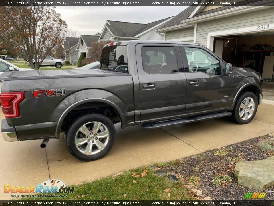 2015 Ford F150 Lariat SuperCrew 4x4 Ingot Silver Metallic / Medium Light Camel Photo #3