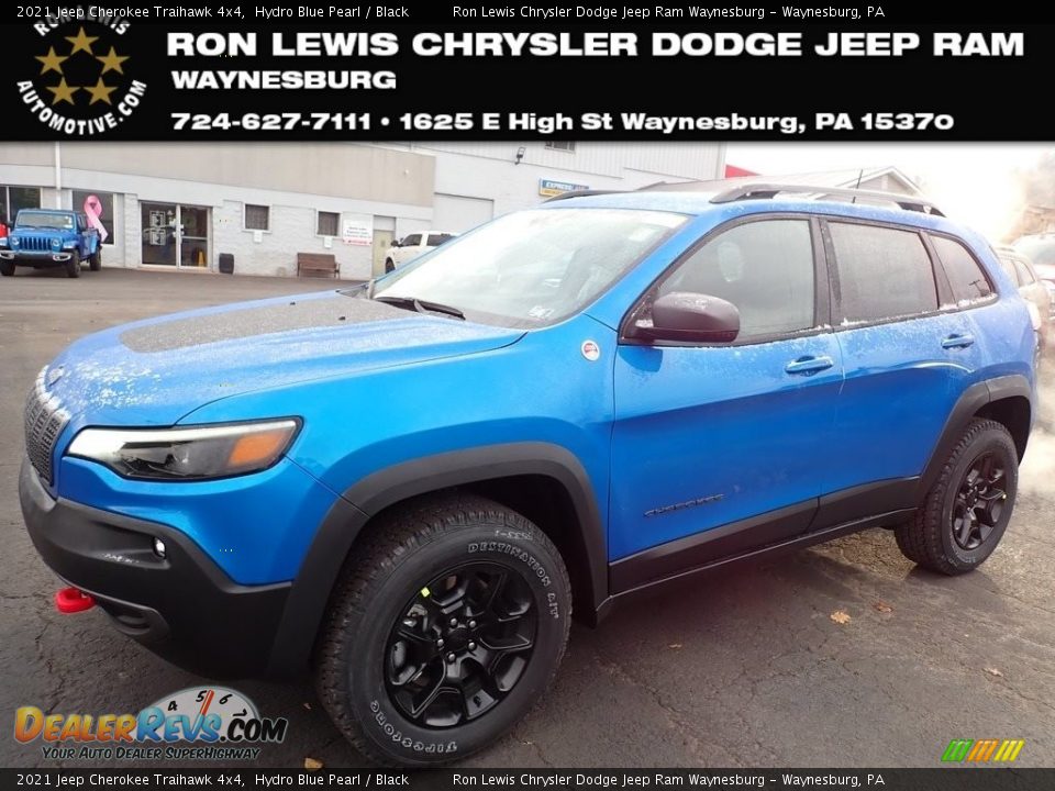 2021 Jeep Cherokee Traihawk 4x4 Hydro Blue Pearl / Black Photo #1