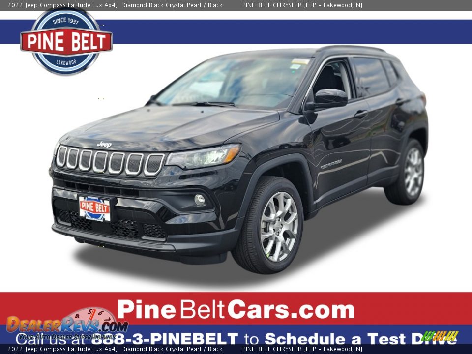 2022 Jeep Compass Latitude Lux 4x4 Diamond Black Crystal Pearl / Black Photo #1