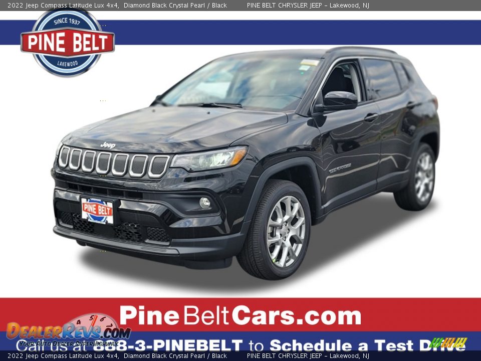 2022 Jeep Compass Latitude Lux 4x4 Diamond Black Crystal Pearl / Black Photo #1