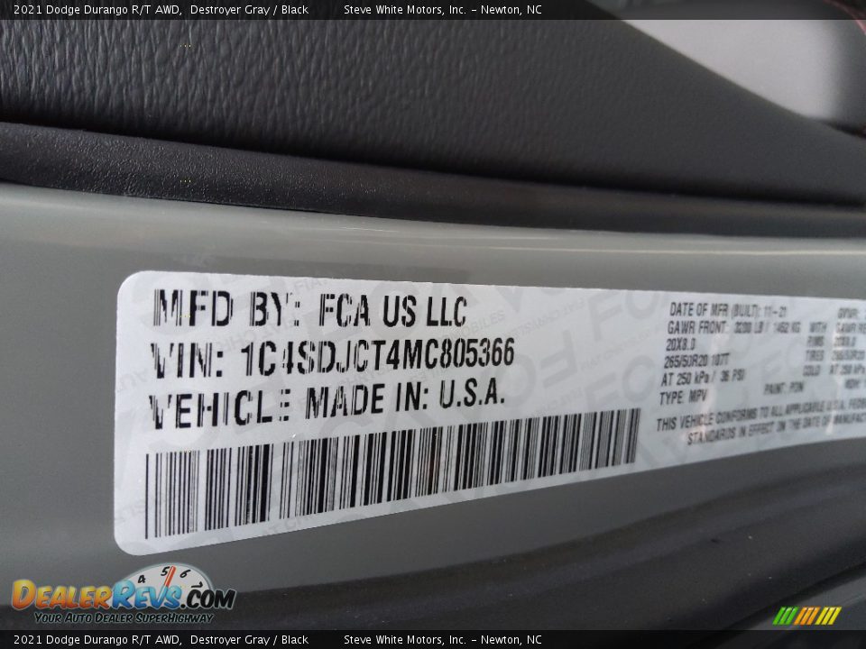 2021 Dodge Durango R/T AWD Destroyer Gray / Black Photo #33