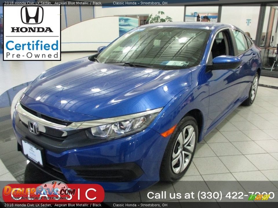 2018 Honda Civic LX Sedan Aegean Blue Metallic / Black Photo #1