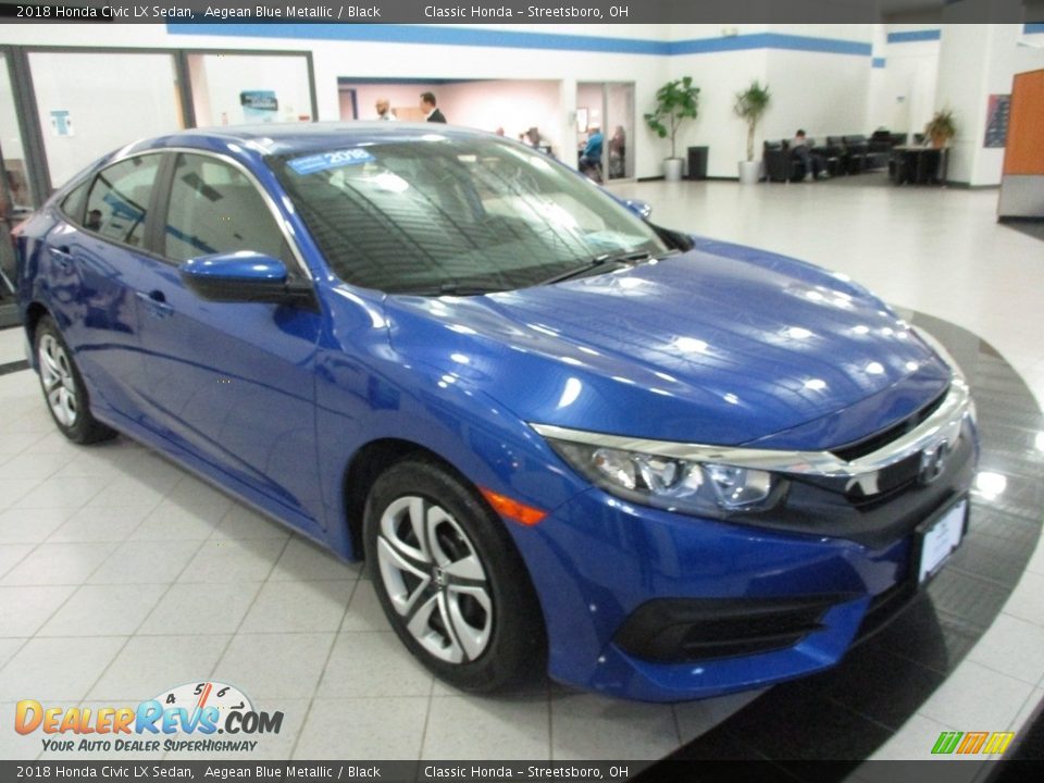 2018 Honda Civic LX Sedan Aegean Blue Metallic / Black Photo #3