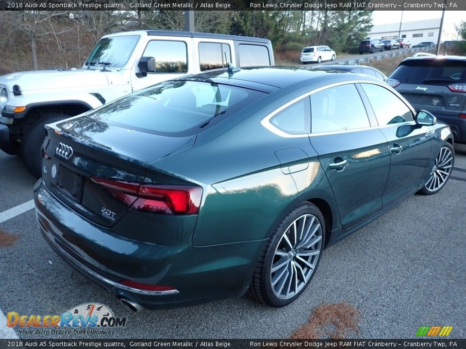 2018 Audi A5 Sportback Prestige quattro Gotland Green Metallic / Atlas Beige Photo #3