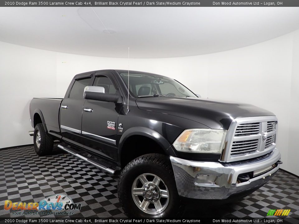 2010 Dodge Ram 3500 Laramie Crew Cab 4x4 Brilliant Black Crystal Pearl / Dark Slate/Medium Graystone Photo #3