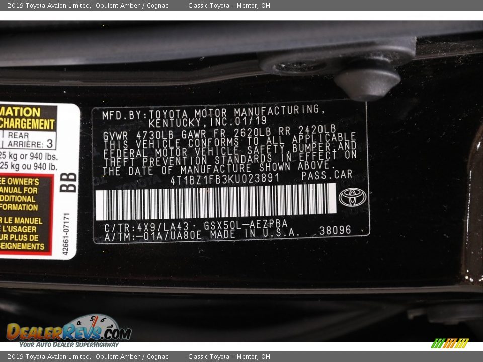 2019 Toyota Avalon Limited Opulent Amber / Cognac Photo #21