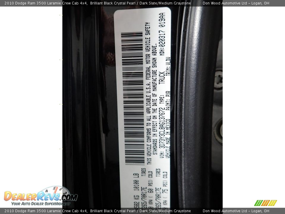 2010 Dodge Ram 3500 Laramie Crew Cab 4x4 Brilliant Black Crystal Pearl / Dark Slate/Medium Graystone Photo #36