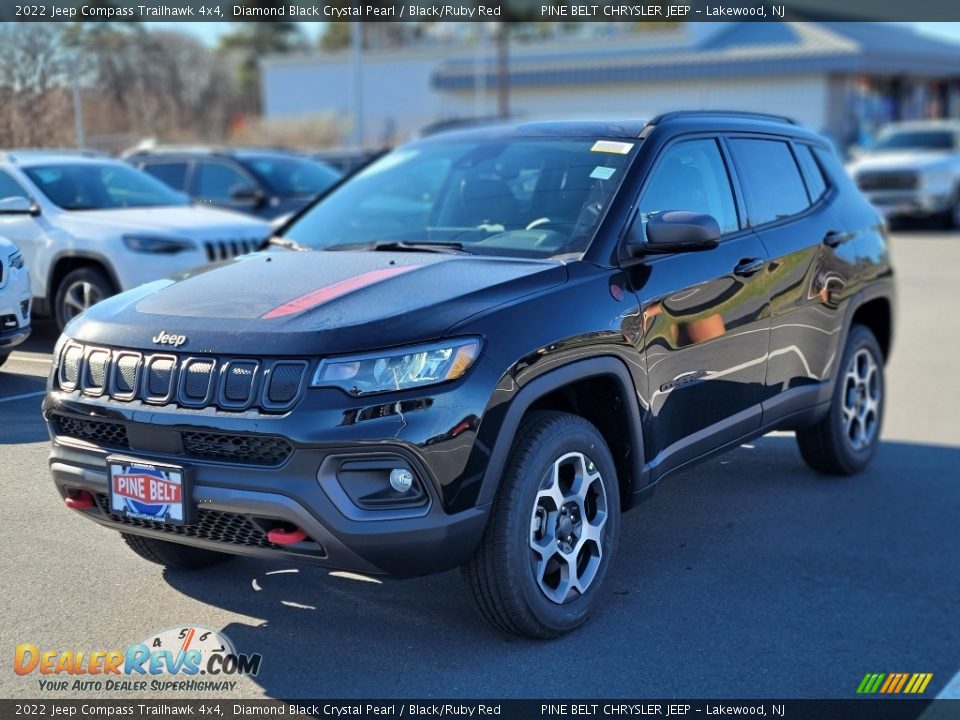 2022 Jeep Compass Trailhawk 4x4 Diamond Black Crystal Pearl / Black/Ruby Red Photo #1