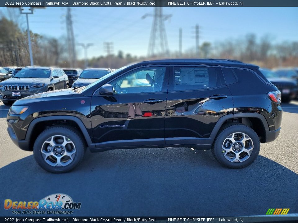 2022 Jeep Compass Trailhawk 4x4 Diamond Black Crystal Pearl / Black/Ruby Red Photo #3