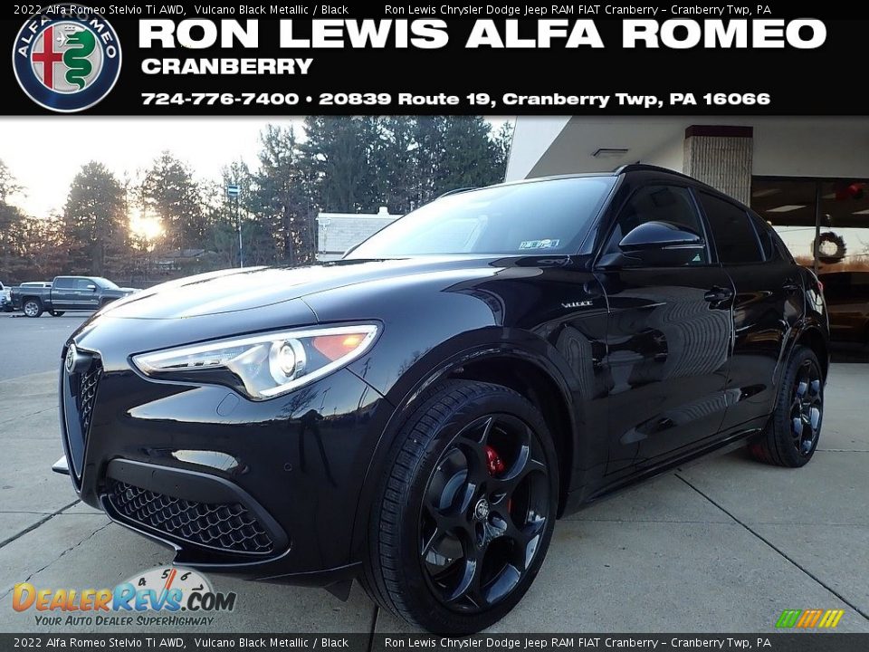 2022 Alfa Romeo Stelvio Ti AWD Vulcano Black Metallic / Black Photo #1