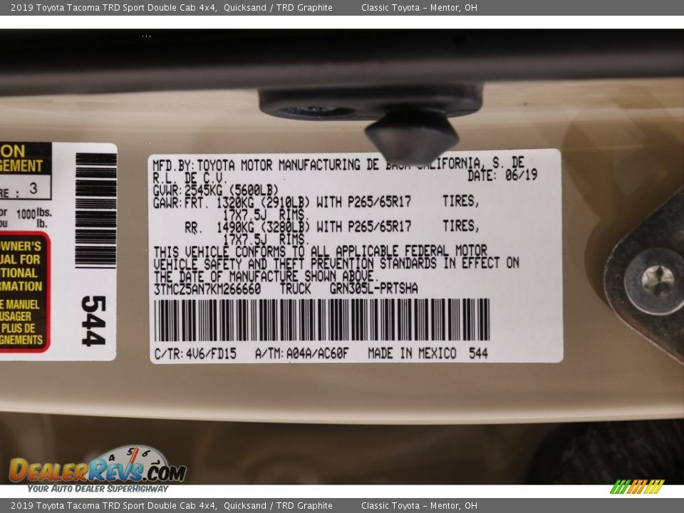 2019 Toyota Tacoma TRD Sport Double Cab 4x4 Quicksand / TRD Graphite Photo #21