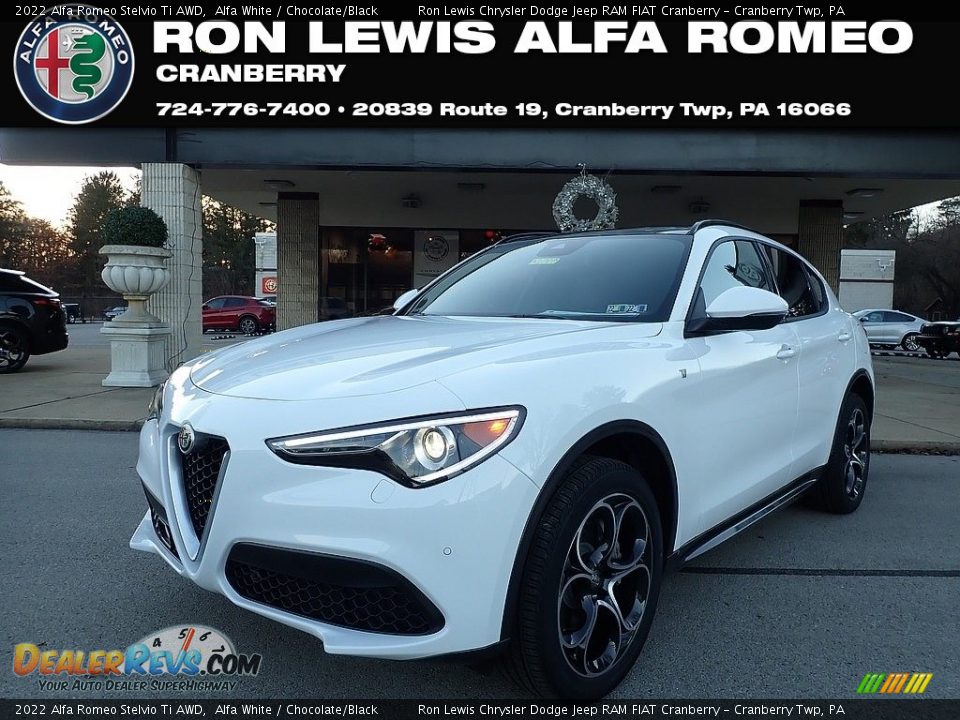 2022 Alfa Romeo Stelvio Ti AWD Alfa White / Chocolate/Black Photo #1