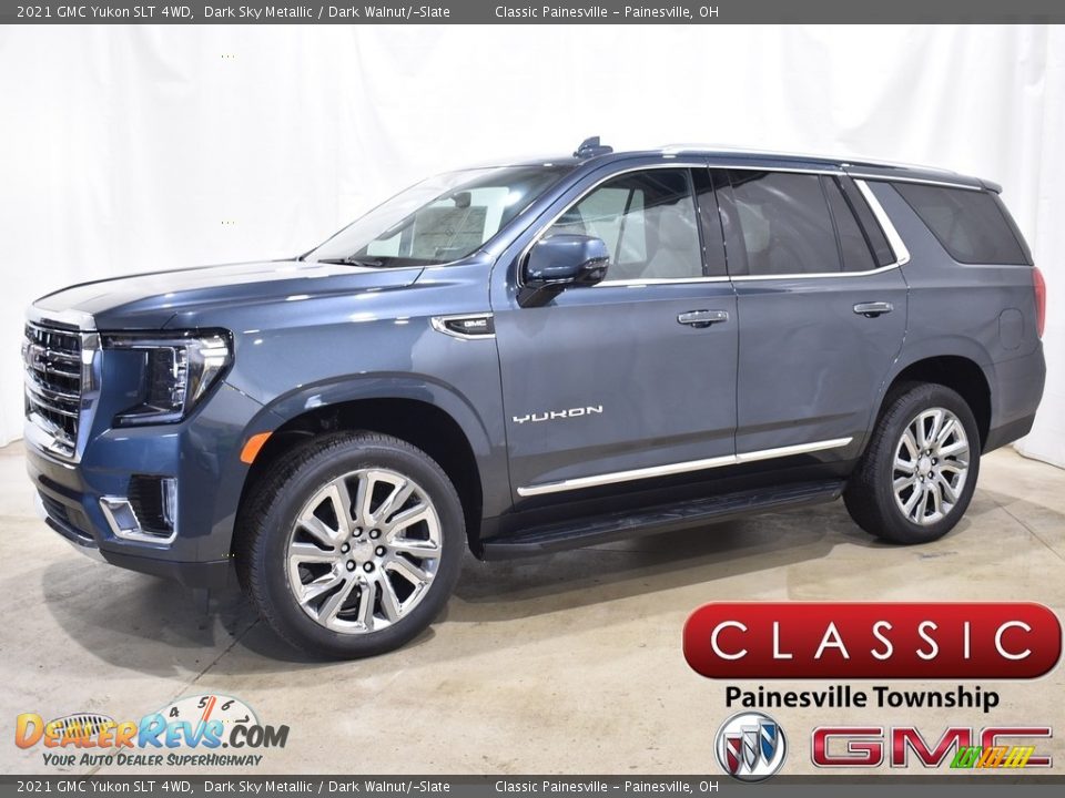 2021 GMC Yukon SLT 4WD Dark Sky Metallic / Dark Walnut/­Slate Photo #1