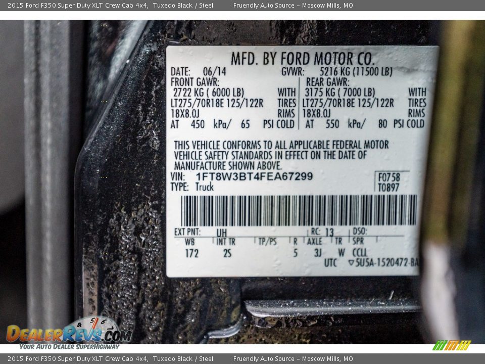2015 Ford F350 Super Duty XLT Crew Cab 4x4 Tuxedo Black / Steel Photo #36