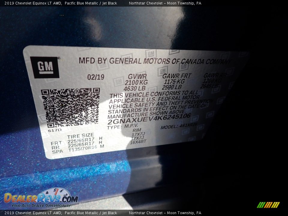 2019 Chevrolet Equinox LT AWD Pacific Blue Metallic / Jet Black Photo #28
