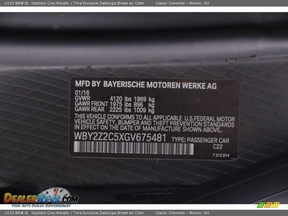 2016 BMW i8 Sophisto Grey Metallic / Tera Exclusive Dalbergia Brown w/ Cloth Photo #29