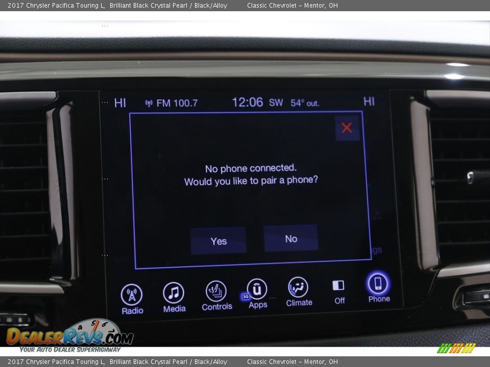 2017 Chrysler Pacifica Touring L Brilliant Black Crystal Pearl / Black/Alloy Photo #13