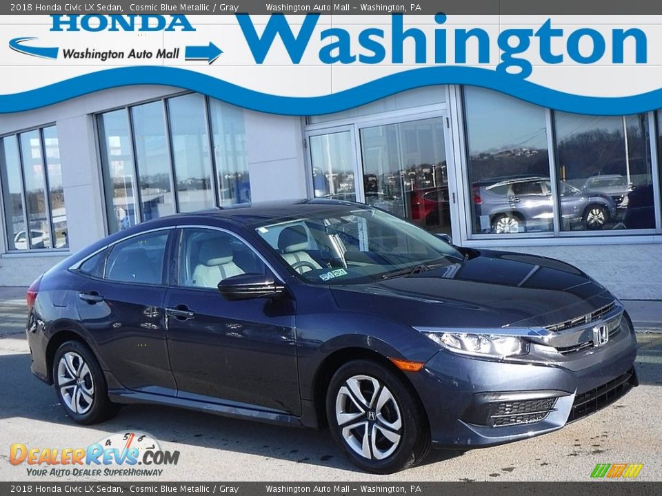 2018 Honda Civic LX Sedan Cosmic Blue Metallic / Gray Photo #1