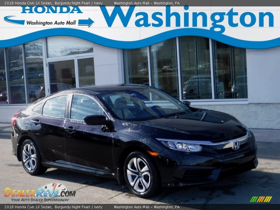 2018 Honda Civic LX Sedan Burgundy Night Pearl / Ivory Photo #1