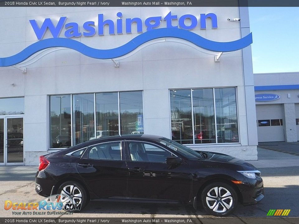 2018 Honda Civic LX Sedan Burgundy Night Pearl / Ivory Photo #2