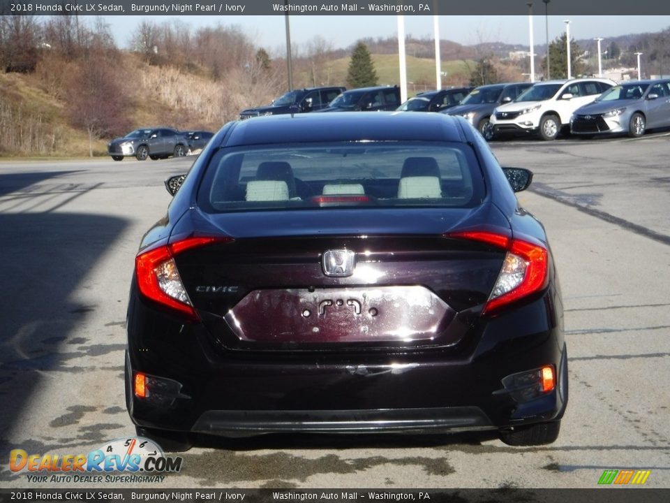 2018 Honda Civic LX Sedan Burgundy Night Pearl / Ivory Photo #8