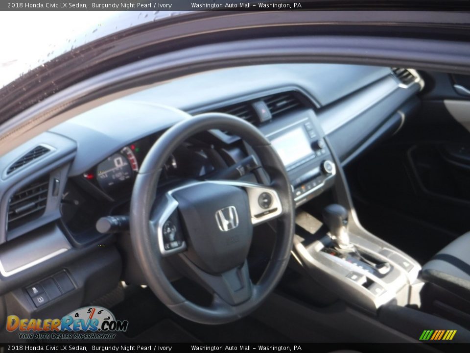 2018 Honda Civic LX Sedan Burgundy Night Pearl / Ivory Photo #10