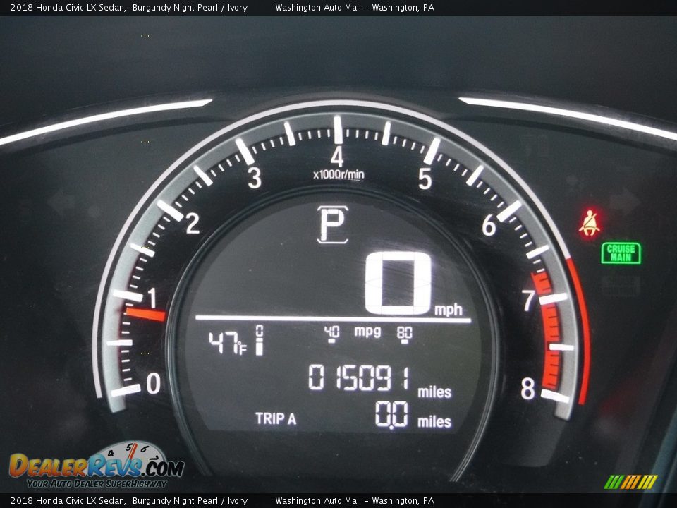 2018 Honda Civic LX Sedan Burgundy Night Pearl / Ivory Photo #25