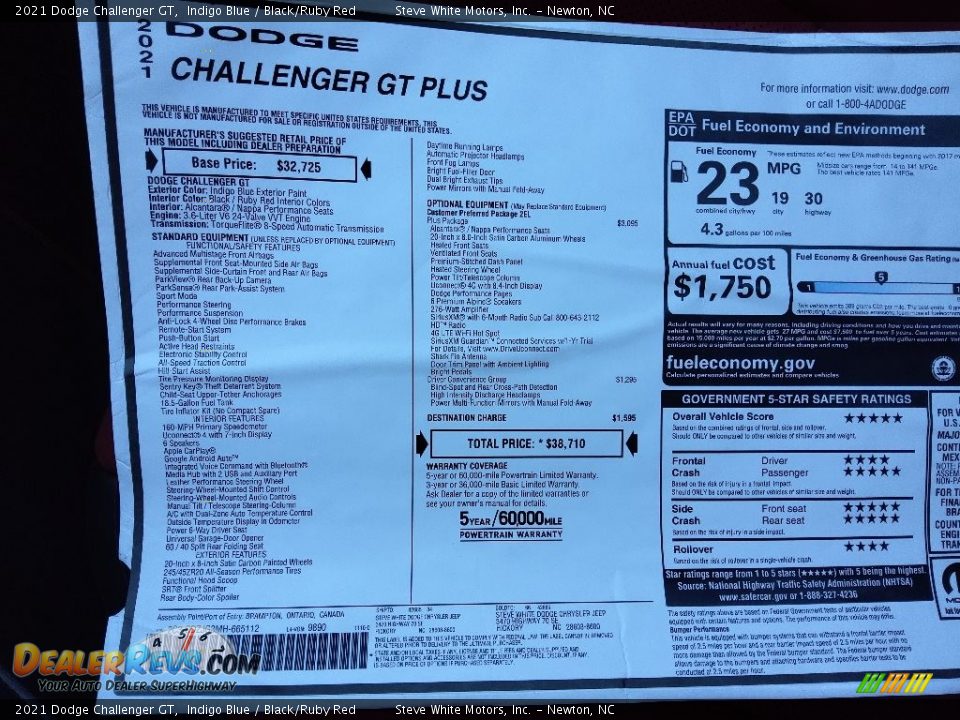 2021 Dodge Challenger GT Window Sticker Photo #26