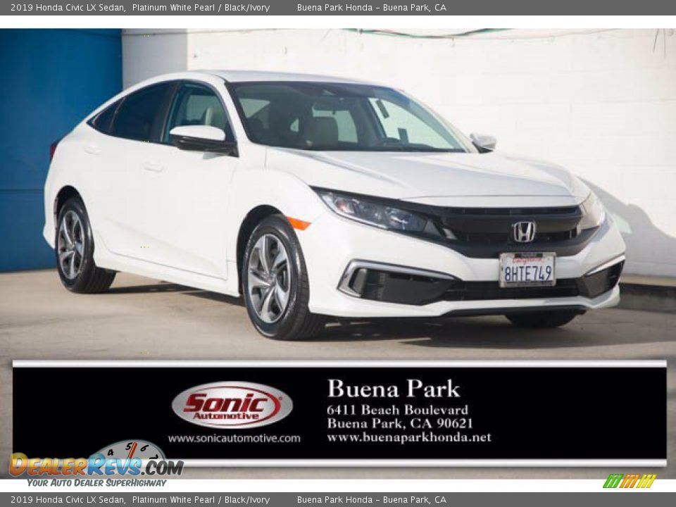 2019 Honda Civic LX Sedan Platinum White Pearl / Black/Ivory Photo #1