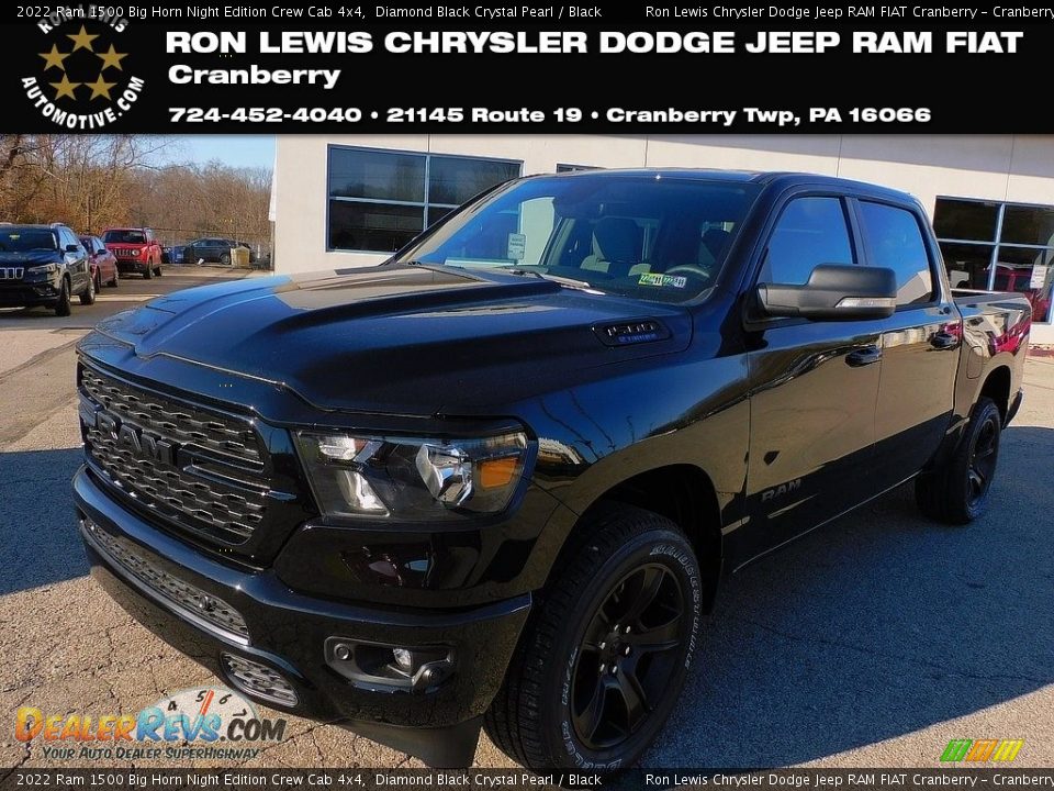 2022 Ram 1500 Big Horn Night Edition Crew Cab 4x4 Diamond Black Crystal Pearl / Black Photo #1