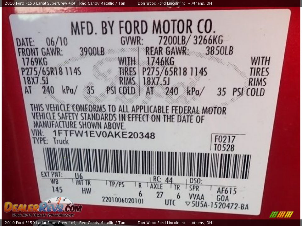 2010 Ford F150 Lariat SuperCrew 4x4 Red Candy Metallic / Tan Photo #17