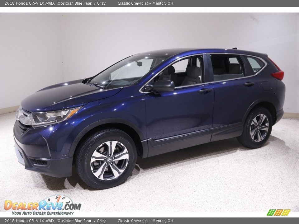 2018 Honda CR-V LX AWD Obsidian Blue Pearl / Gray Photo #3