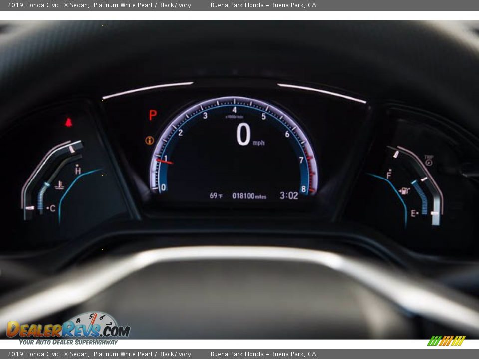 2019 Honda Civic LX Sedan Platinum White Pearl / Black/Ivory Photo #28