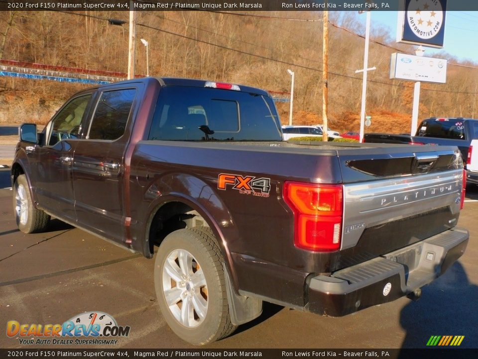 2020 Ford F150 Platinum SuperCrew 4x4 Magma Red / Platinum Unique Dark Marsala Photo #5