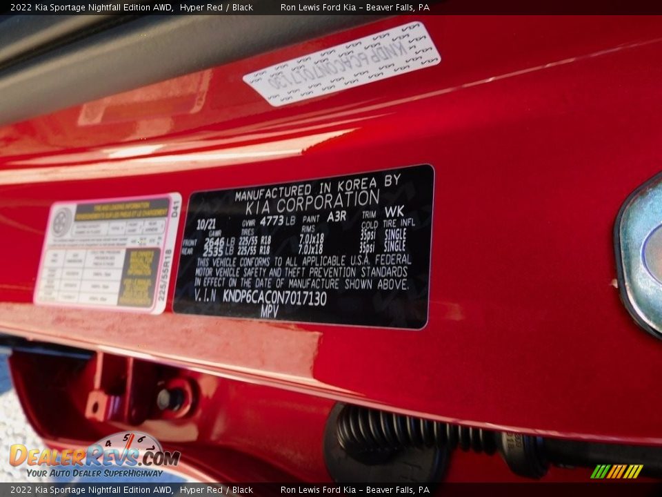 2022 Kia Sportage Nightfall Edition AWD Hyper Red / Black Photo #20