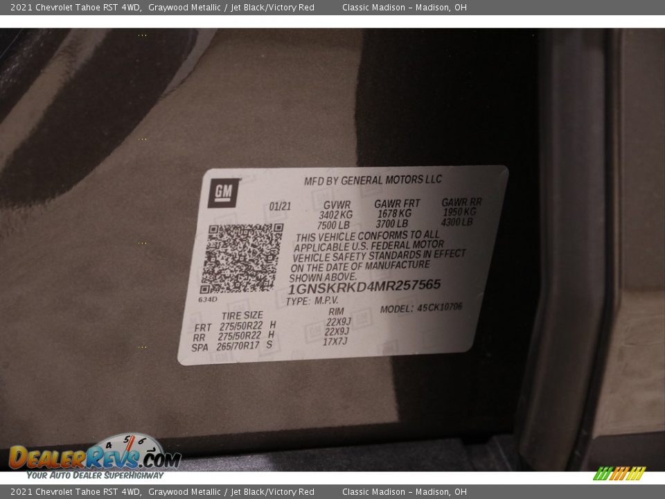 2021 Chevrolet Tahoe RST 4WD Graywood Metallic / Jet Black/Victory Red Photo #26