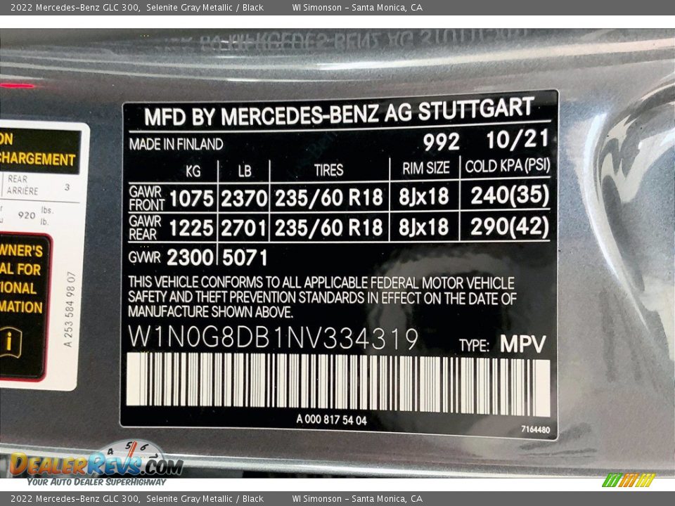 2022 Mercedes-Benz GLC 300 Selenite Gray Metallic / Black Photo #11