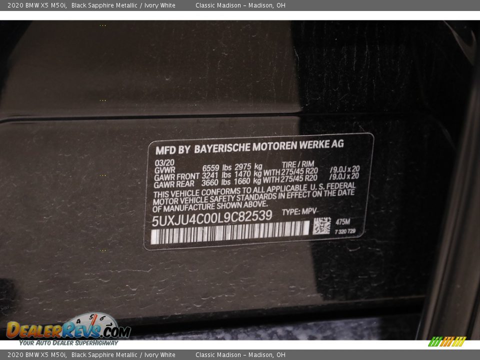 2020 BMW X5 M50i Black Sapphire Metallic / Ivory White Photo #23