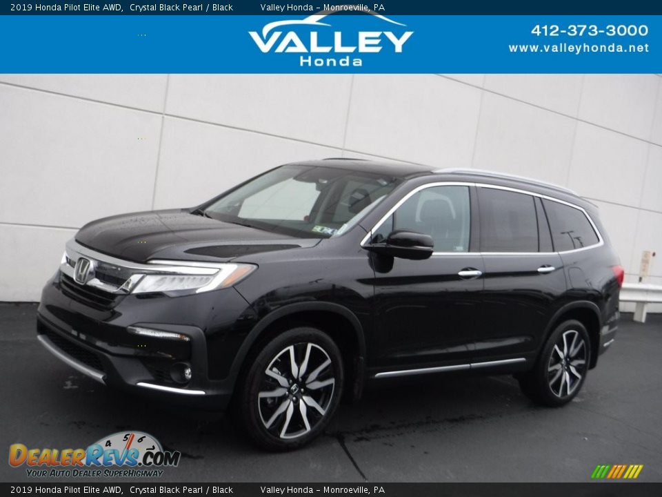 2019 Honda Pilot Elite AWD Crystal Black Pearl / Black Photo #1