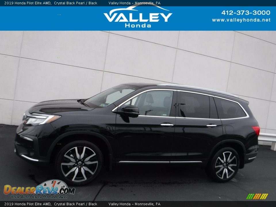 2019 Honda Pilot Elite AWD Crystal Black Pearl / Black Photo #2