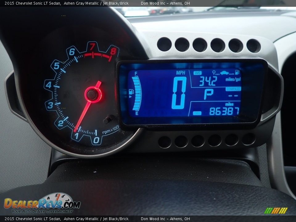 2015 Chevrolet Sonic LT Sedan Ashen Gray Metallic / Jet Black/Brick Photo #27