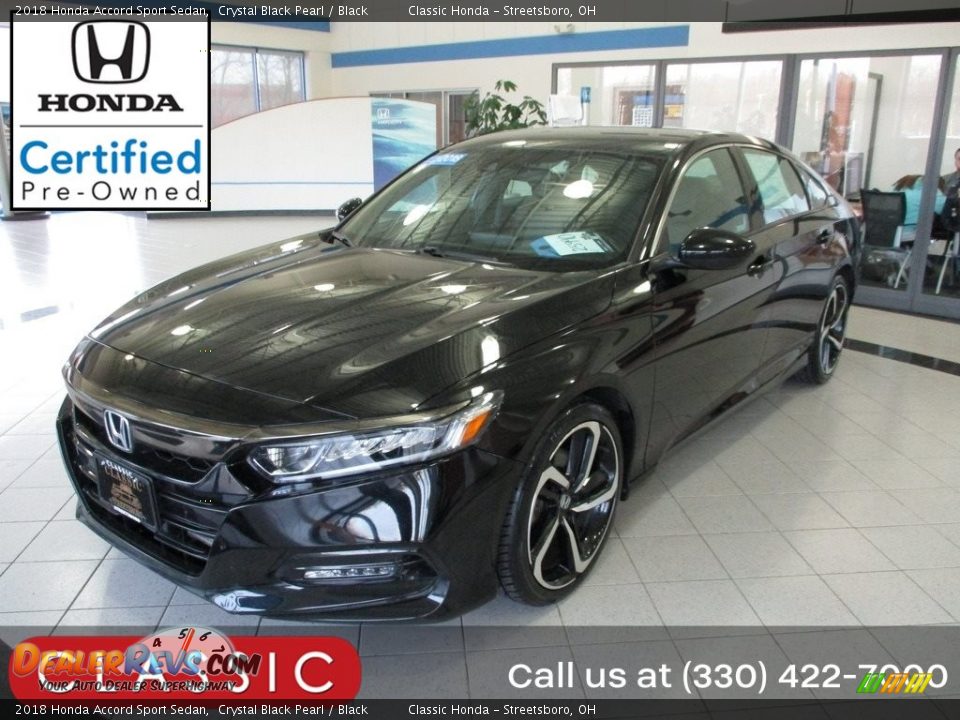 2018 Honda Accord Sport Sedan Crystal Black Pearl / Black Photo #1