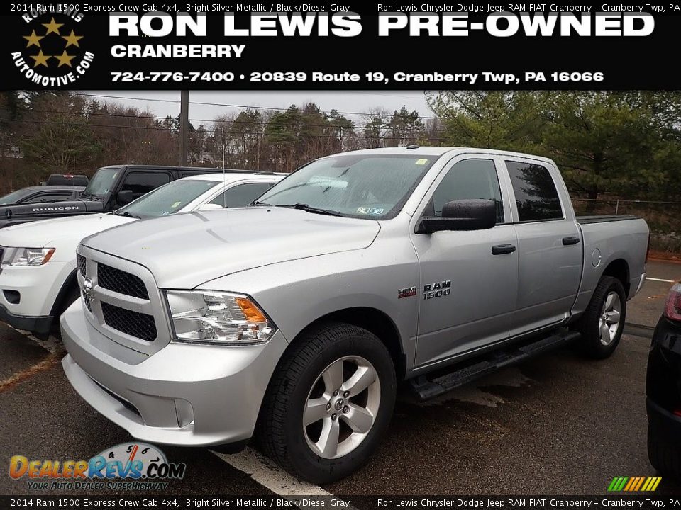 2014 Ram 1500 Express Crew Cab 4x4 Bright Silver Metallic / Black/Diesel Gray Photo #1