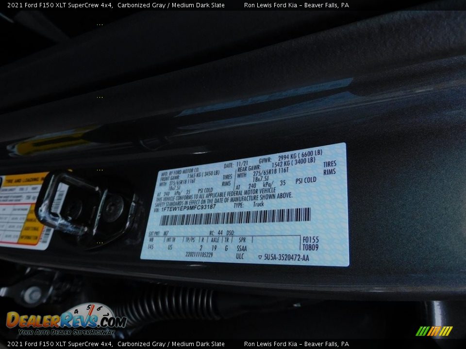 2021 Ford F150 XLT SuperCrew 4x4 Carbonized Gray / Medium Dark Slate Photo #20