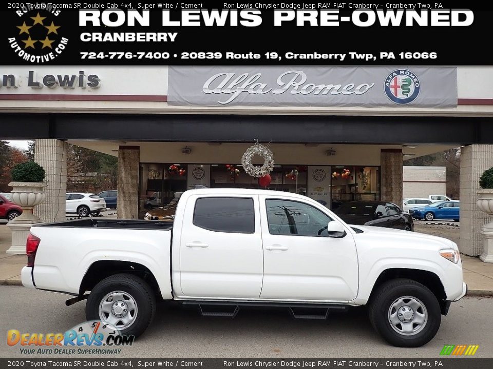 2020 Toyota Tacoma SR Double Cab 4x4 Super White / Cement Photo #1