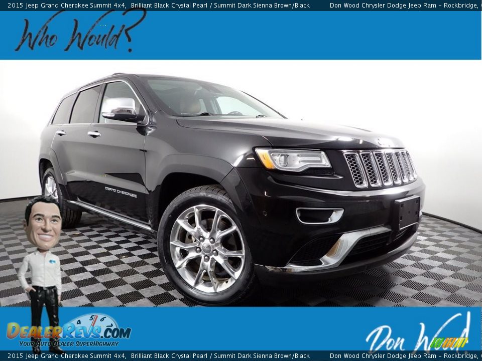2015 Jeep Grand Cherokee Summit 4x4 Brilliant Black Crystal Pearl / Summit Dark Sienna Brown/Black Photo #1