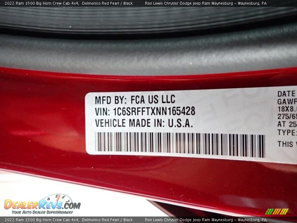 2022 Ram 1500 Big Horn Crew Cab 4x4 Delmonico Red Pearl / Black Photo #15