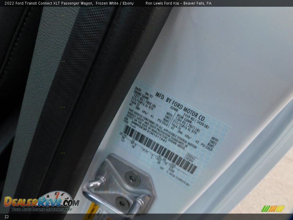 Ford Color Code Z2 Frozen White